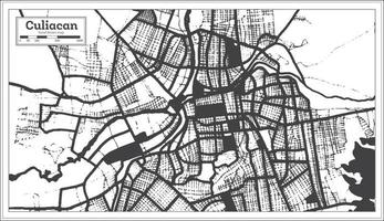 Mapa da cidade do México Culiacan na cor preto e branco em estilo retrô. mapa de contorno. vetor