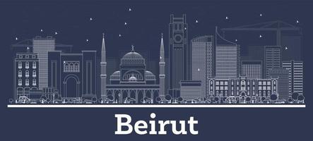 delinear o horizonte da cidade de beirute líbano com edifícios brancos. vetor