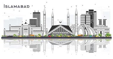 Horizonte da cidade de Islamabad Paquistão com edifícios cinza isolados no branco. vetor