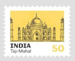 pontos turísticos indianos e lugares famosos, carimbo taj mahal vetor