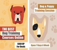 sessão de treinamento de cães e filhotes, cursos online vetor