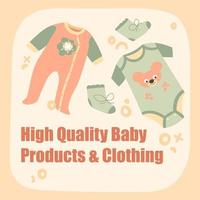produtos de bebê de alta qualidade e banner de roupas vetor