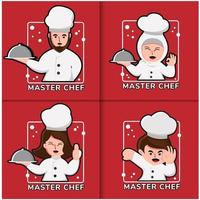 conjunto de design de logotipo do chef vetor