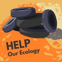 ajude nossa ecologia, queimando pneus de carro vetor de borracha