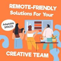 soluções amigáveis remotas para sua equipe criativa vetor