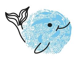 desenho de impressão digital de animal marinho fofo de baleia vetor