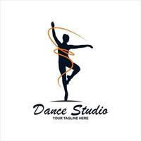 símbolo de elemento de modelo de logotipo de estúdio de dança de balé com cor gradiente de luxo vetor