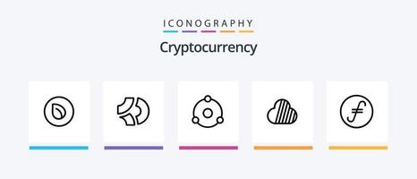 pacote de ícones de linha 5 de criptomoeda, incluindo íon. moeda. moeda vermelha. cripto. ascender. design de ícones criativos vetor