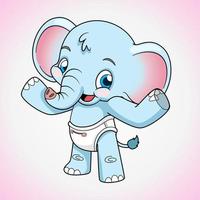 ilustração em vetor elefante pequeno fofo