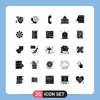 25 ícones criativos, sinais modernos e símbolos de construção de ferramentas respondem elementos de design de vetores editáveis do bloco central do ponto de referência