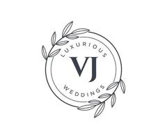 vj letras iniciais modelo de logotipos de monograma de casamento, modelos minimalistas e florais modernos desenhados à mão para cartões de convite, salve a data, identidade elegante. vetor