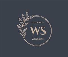 ws letras iniciais modelo de logotipos de monograma de casamento, modelos modernos minimalistas e florais desenhados à mão para cartões de convite, salve a data, identidade elegante. vetor