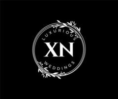 modelo de logotipos de monograma de casamento de carta inicial xn, modelos minimalistas e florais modernos desenhados à mão para cartões de convite, salve a data, identidade elegante. vetor