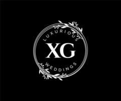 xg letras iniciais modelo de logotipos de monograma de casamento, modelos minimalistas e florais modernos desenhados à mão para cartões de convite, salve a data, identidade elegante. vetor