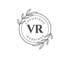 vr letras iniciais modelo de logotipos de monograma de casamento, modelos modernos minimalistas e florais desenhados à mão para cartões de convite, salve a data, identidade elegante. vetor