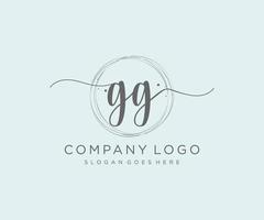 logo feminino inicial gg. utilizável para logotipos de natureza, salão, spa, cosméticos e beleza. elemento de modelo de design de logotipo de vetor plana.