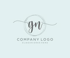 logotipo feminino gn inicial. utilizável para logotipos de natureza, salão, spa, cosméticos e beleza. elemento de modelo de design de logotipo de vetor plana.