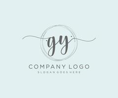 logo feminino inicial gy. utilizável para logotipos de natureza, salão, spa, cosméticos e beleza. elemento de modelo de design de logotipo de vetor plana.