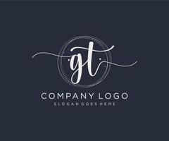 logotipo feminino gt inicial. utilizável para logotipos de natureza, salão, spa, cosméticos e beleza. elemento de modelo de design de logotipo de vetor plana.