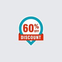 60 desconto, emblemas de vetor de vendas para etiquetas, adesivos, banners, tags, adesivos da web, nova oferta. Desconto banner de sinal de origami.