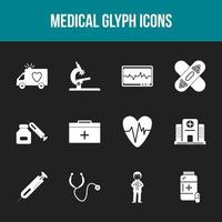 conjunto exclusivo de ícones de glifos médicos vetor
