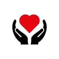 design de logotipo de amor de mão. logotipo de amor com vetor de conceito de mão. design de logotipo de mão e coração