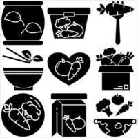 conjunto de ícones do dia vegetariano estilo glifo parte um vetor