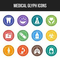 conjunto exclusivo de ícones de glifos médicos vetor