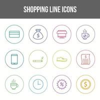 conjunto de ícones de linha de compras exclusivo vetor