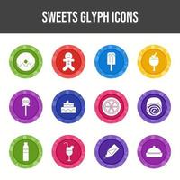 12 ícones vetoriais de doces em um conjunto vetor