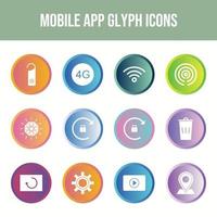 12 ícones vetoriais de aplicativos móveis em um conjunto