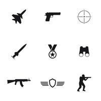 conjunto de ícones isolados em uma guerra temática vetor