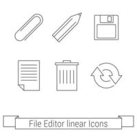 conjunto de ícones da web otline, editor de arquivos de botões vetor