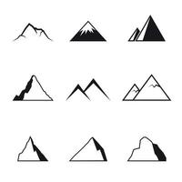 conjunto de ícones isolados em montanhas de um tema vetor