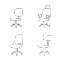 conjunto de ícones isolados de contorno em uma cadeira de escritório de tema vetor