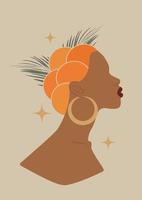 cartaz de arte contemporânea com mulher e frutas em tons pastel. mulher negra abstrata. ótimo design para mídias sociais, cartões postais, impressão. vetor