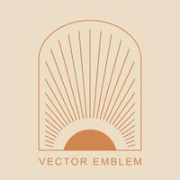 ícone boho linear - modelo de design de logotipo solar - elemento de design abstrato para decoração em estilo minimalista moderno vetor