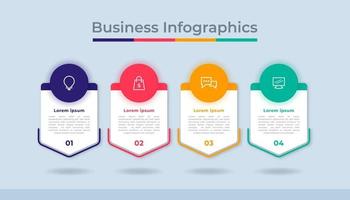 gráfico de processo de visualização de dados de negócios de infográficos de linha do tempo. gráfico de diagrama abstrato com etapas, opções vetor