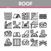 vetor de conjunto de ícones de coleção de material de cobertura de telhado