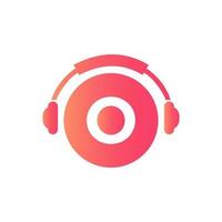 letra o design do logotipo da música. música dj e design de logotipo de podcast conceito de fone de ouvido vetor