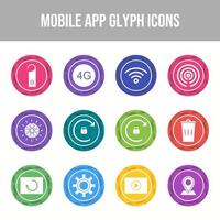 12 ícones vetoriais de aplicativos móveis em um conjunto vetor