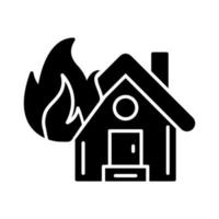 ícone de vetor de casa em chamas