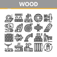 vetor de conjunto de ícones de coleção de plantas de produção de madeira