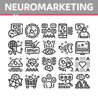 vetor de conjunto de ícones de estratégia de negócios de neuromarketing
