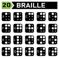 o conjunto de ícones do alfabeto braille inclui de a a z vetor