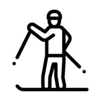 ilustração de contorno do vetor de ícone de esqui esquiador