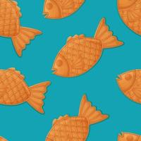 padrão sem emenda taiyaki japonês. ilustração de comida asiática em estilo cartoon vetor