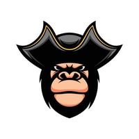 novo design de mascote dos piratas gorilas vetor