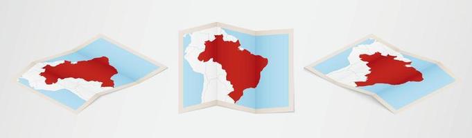 mapa dobrado do brasil em três versões diferentes. vetor