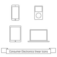 conjunto de ícones da web de contorno de eletrônicos de consumo vetor